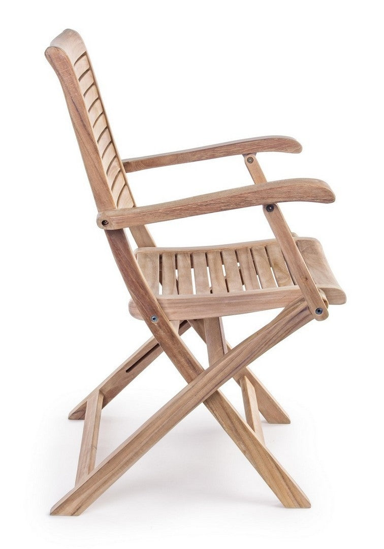 Set 2 scaune pliabile de gradina / terasa din lemn de tec Marylandis I Natural, l58xA59xH91 cm (4)