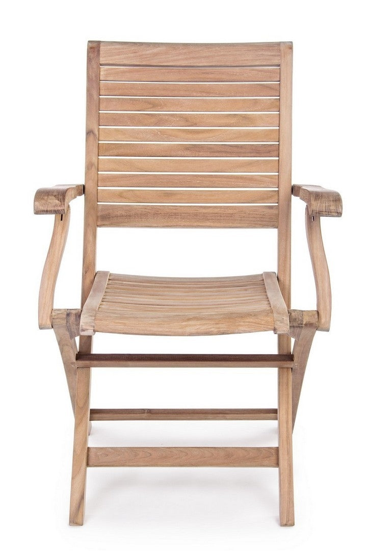 Set 2 scaune pliabile de gradina / terasa din lemn de tec Marylandis I Natural, l58xA59xH91 cm (5)