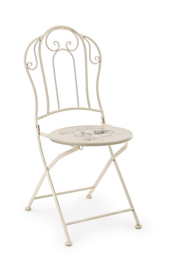 Set 2 scaune pliabile de gradina / terasa din metal Bike Crem, l38,5xA46xH93 cm (1)