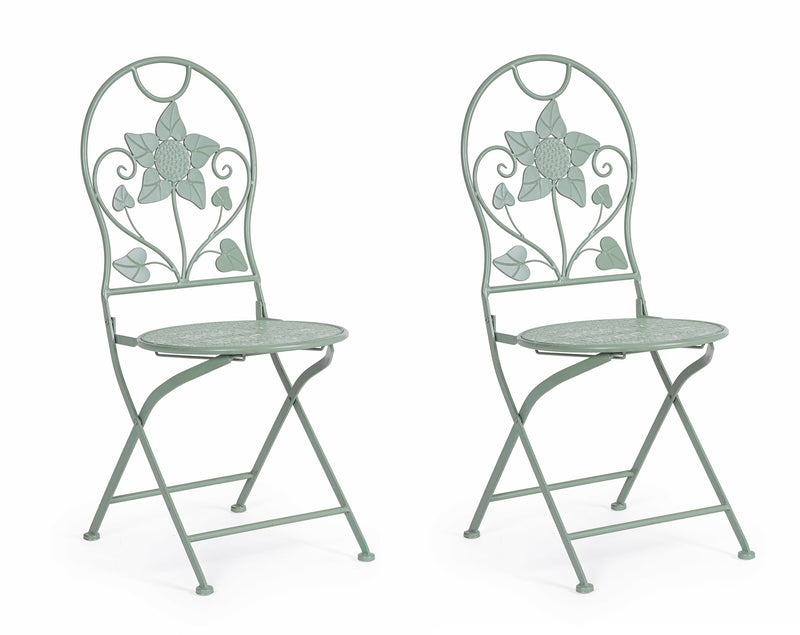 Set 2 scaune pliabile de gradina / terasa din metal, Harriet Verde Mint, l40xA40xH94 cm