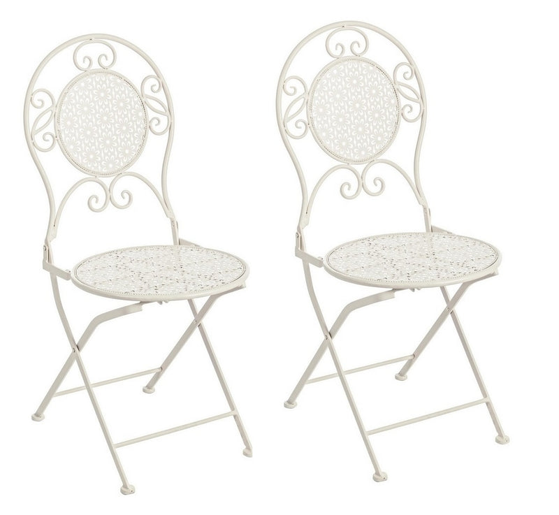 Set 2 scaune pliabile de gradina / terasa din metal Giselle Crem, l40xA40xH94 cm