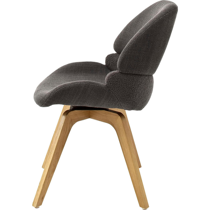 Set 2 scaune rotative tapitate cu stofa si picioare din lemn, Henderson Antracit / Stejar, l52xA65xH85 cm (3)