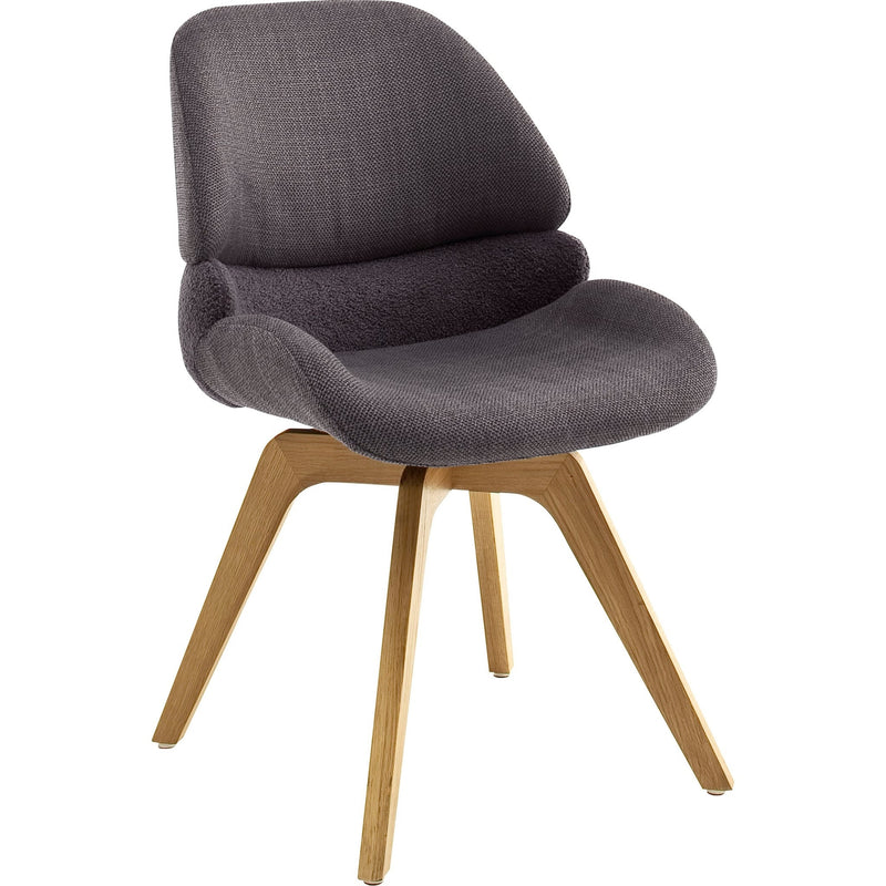 Set 2 scaune rotative tapitate cu stofa si picioare din lemn, Henderson Antracit / Stejar, l52xA65xH85 cm (2)