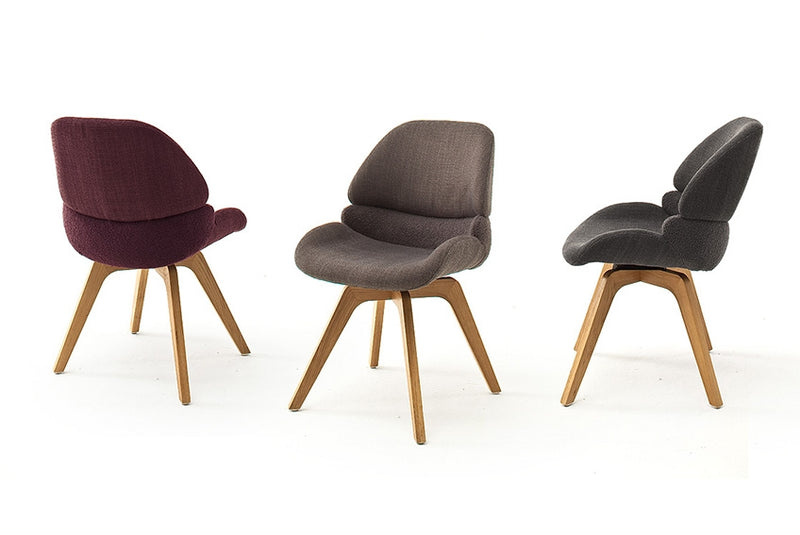 Set 2 scaune rotative tapitate cu stofa si picioare din lemn, Henderson Antracit / Stejar, l52xA65xH85 cm (4)