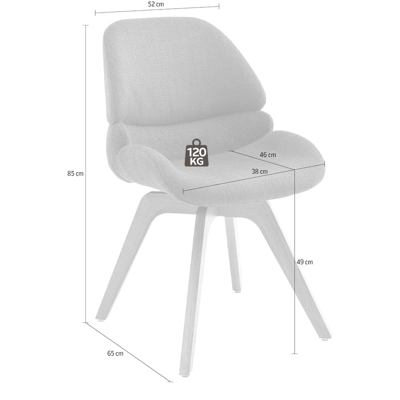 Set 2 scaune rotative tapitate cu stofa si picioare din lemn, Henderson Antracit / Stejar, l52xA65xH85 cm (5)
