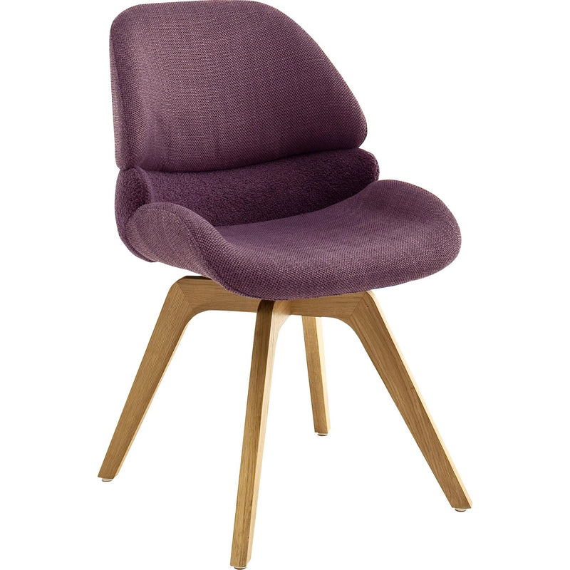 Set 2 scaune rotative tapitate cu stofa si picioare din lemn, Henderson Burgundy / Stejar, l52xA65xH85 cm (3)