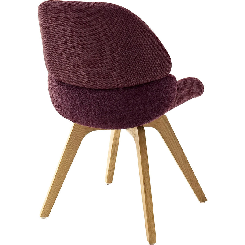 Set 2 scaune rotative tapitate cu stofa si picioare din lemn, Henderson Burgundy / Stejar, l52xA65xH85 cm (2)