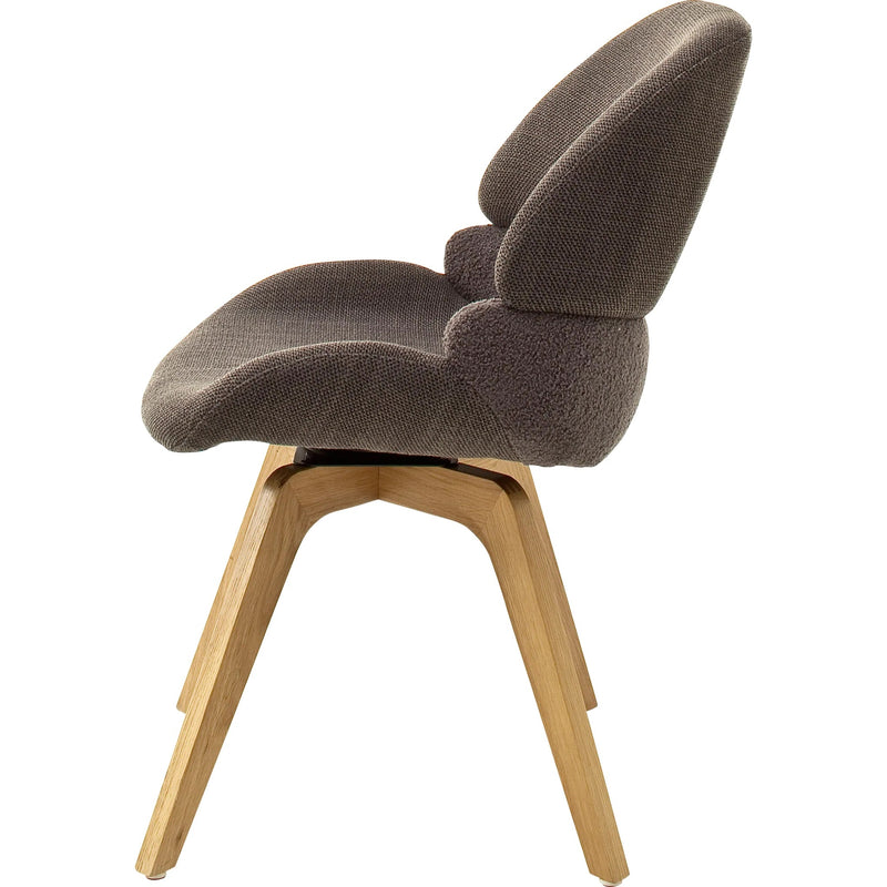 Set 2 scaune rotative tapitate cu stofa si picioare din lemn, Henderson Capuccino / Stejar, l52xA65xH85 cm (5)