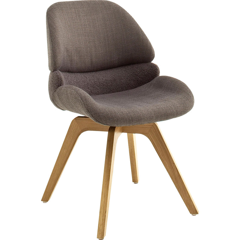 Set 2 scaune rotative tapitate cu stofa si picioare din lemn, Henderson Capuccino / Stejar, l52xA65xH85 cm (2)