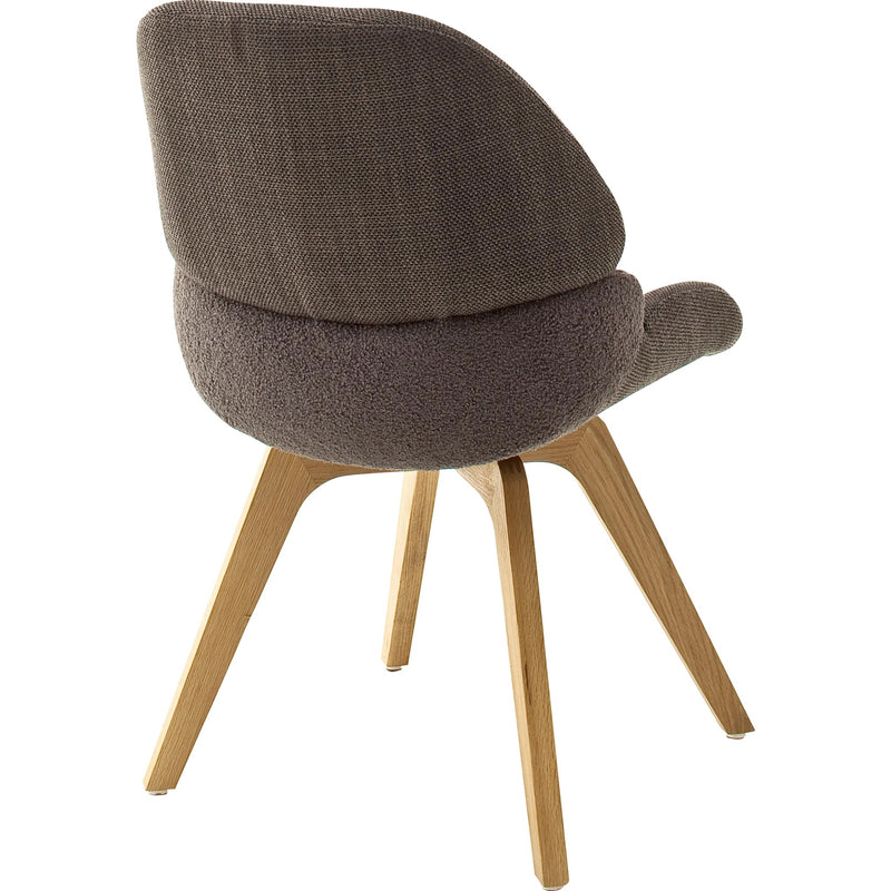 Set 2 scaune rotative tapitate cu stofa si picioare din lemn, Henderson Capuccino / Stejar, l52xA65xH85 cm (4)