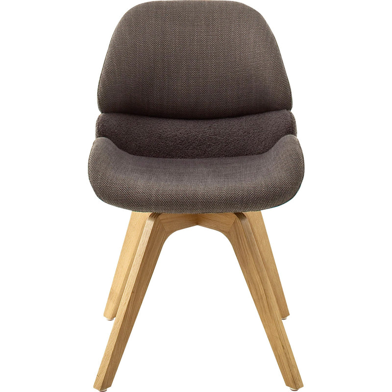 Set 2 scaune rotative tapitate cu stofa si picioare din lemn, Henderson Capuccino / Stejar, l52xA65xH85 cm (3)