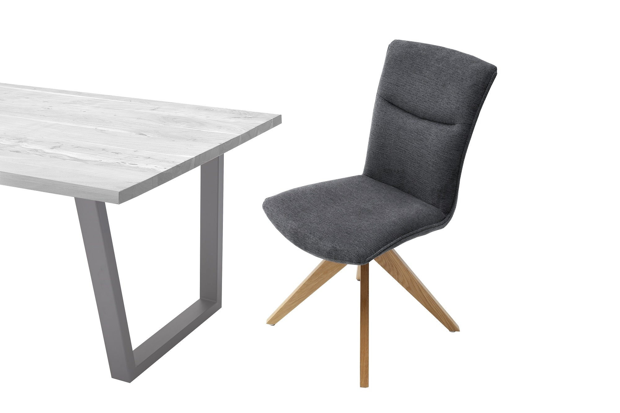 Set 2 scaune rotative tapitate cu stofa si picioare din lemn, Odense Antracit / Stejar, l50xA66x93 cm (4)
