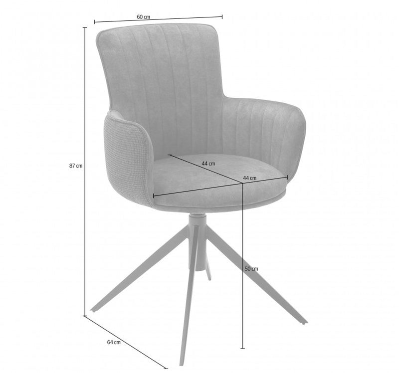 Set 2 scaune rotative tapitate cu stofa si picioare metalice, Denia Verde Olive / Negru, l60xA64x87 cm (5)