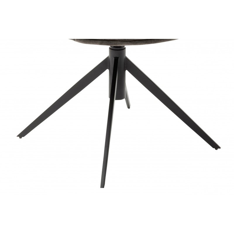 Set 2 scaune rotative tapitate cu stofa si picioare metalice, Denia Verde Olive / Negru, l60xA64x87 cm (4)