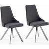 Set 2 scaune rotative tapitate cu stofa si picioare metalice, Elara B Gri / Crom, l48xA58xH90 cm
