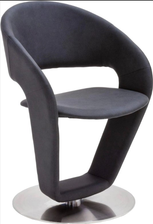Set 2 scaune rotative tapitate cu stofa si picioare metalice, Firona Antracit / Crom, l62xA62xH90 cm (2)