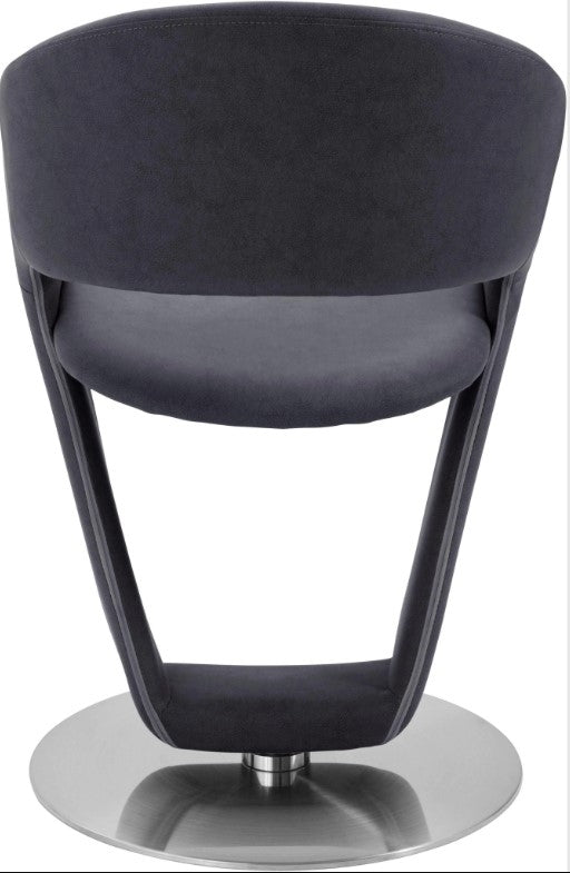 Set 2 scaune rotative tapitate cu stofa si picioare metalice, Firona Antracit / Crom, l62xA62xH90 cm (3)