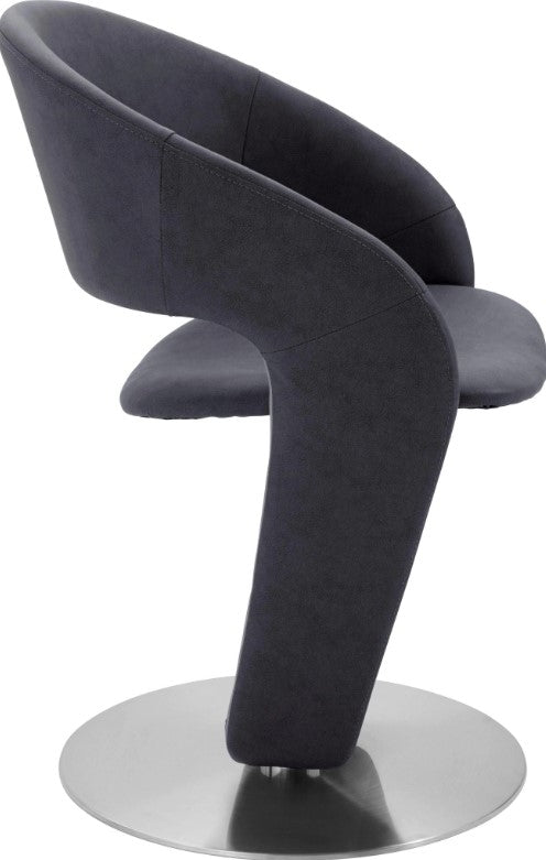 Set 2 scaune rotative tapitate cu stofa si picioare metalice, Firona Antracit / Crom, l62xA62xH90 cm (4)