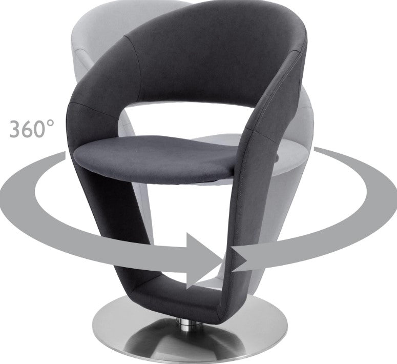 Set 2 scaune rotative tapitate cu stofa si picioare metalice, Firona Antracit / Crom, l62xA62xH90 cm (7)