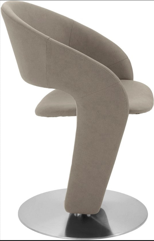 Set 2 scaune rotative tapitate cu stofa si picioare metalice, Firona Bej Inchis / Crom, l62xA62xH90 cm (3)