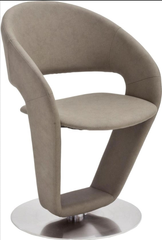 Set 2 scaune rotative tapitate cu stofa si picioare metalice, Firona Bej Inchis / Crom, l62xA62xH90 cm (1)