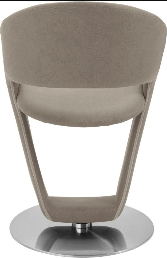 Set 2 scaune rotative tapitate cu stofa si picioare metalice, Firona Bej Inchis / Crom, l62xA62xH90 cm (2)