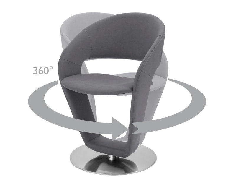 Set 2 scaune rotative tapitate cu stofa si picioare metalice, Firona Gri Deschis / Crom, l62xA62xH90 cm (7)