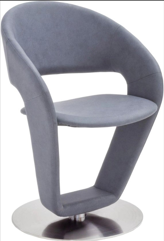 Set 2 scaune rotative tapitate cu stofa si picioare metalice, Firona Gri Deschis / Crom, l62xA62xH90 cm (1)