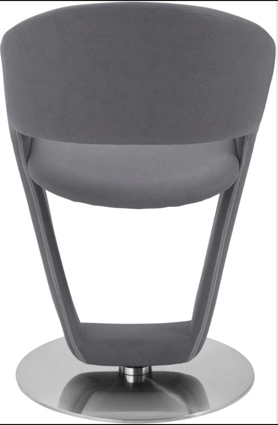 Set 2 scaune rotative tapitate cu stofa si picioare metalice, Firona Gri Deschis / Crom, l62xA62xH90 cm (2)
