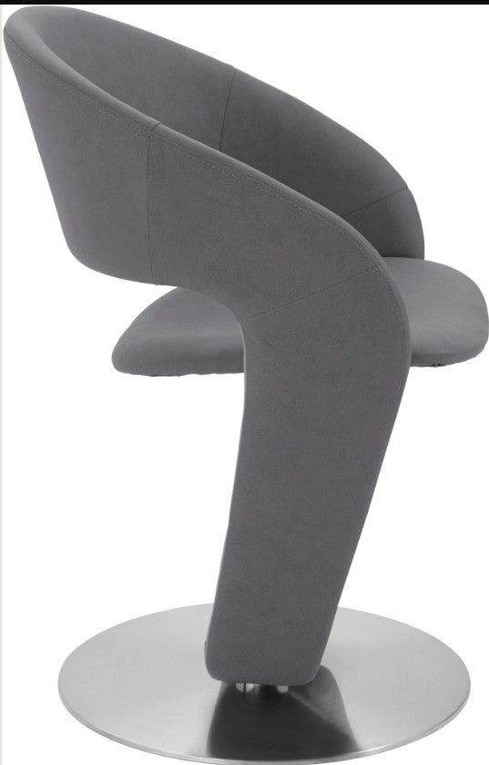 Set 2 scaune rotative tapitate cu stofa si picioare metalice, Firona Gri Deschis / Crom, l62xA62xH90 cm (3)