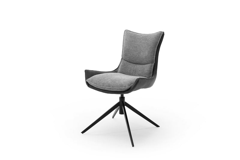 Set 2 scaune rotative tapitate cu stofa si picioare metalice, Kitami Antracit / Negru, l57xA66xH89 cm (1)
