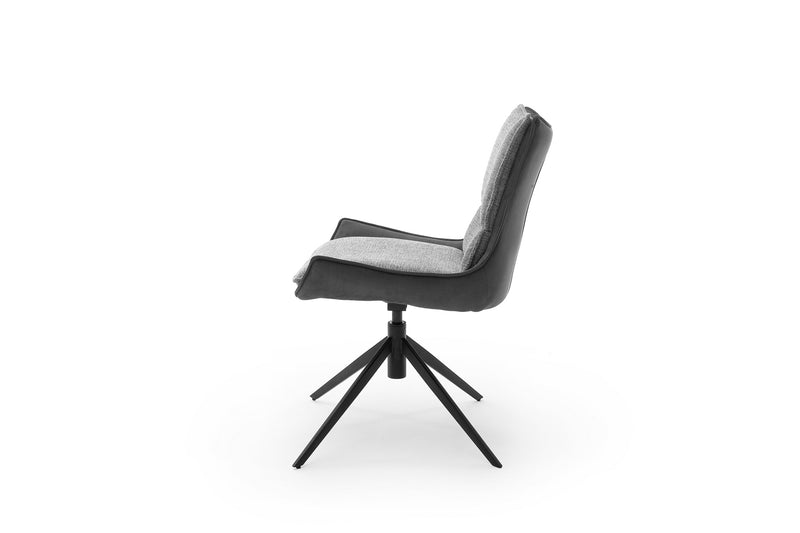 Set 2 scaune rotative tapitate cu stofa si picioare metalice, Kitami Antracit / Negru, l57xA66xH89 cm (2)