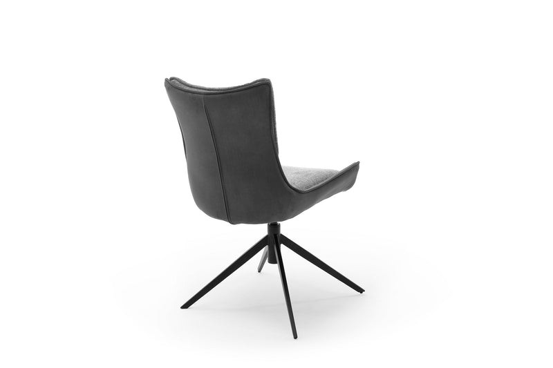 Set 2 scaune rotative tapitate cu stofa si picioare metalice, Kitami Antracit / Negru, l57xA66xH89 cm (3)