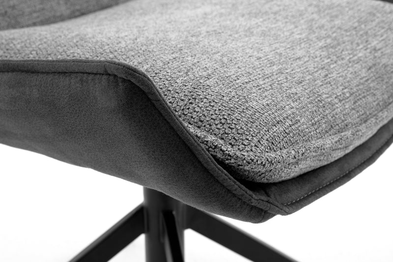 Set 2 scaune rotative tapitate cu stofa si picioare metalice, Kitami Antracit / Negru, l57xA66xH89 cm (4)