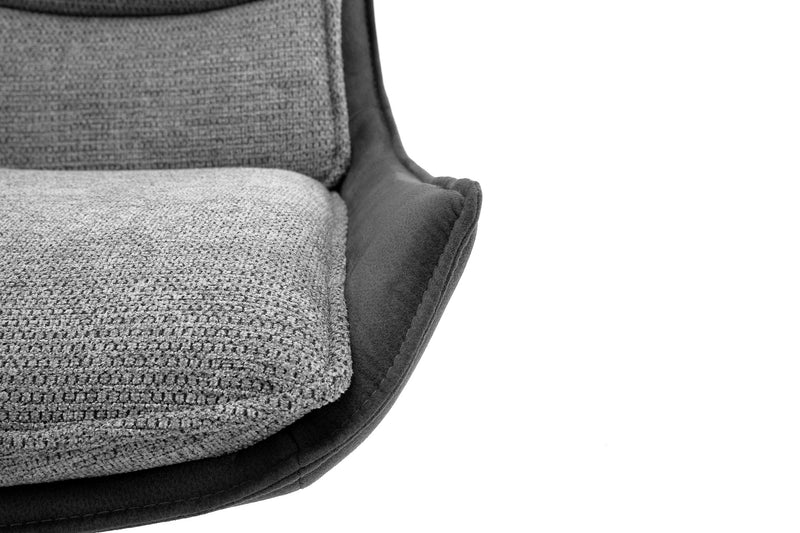 Set 2 scaune rotative tapitate cu stofa si picioare metalice, Kitami Antracit / Negru, l57xA66xH89 cm (6)