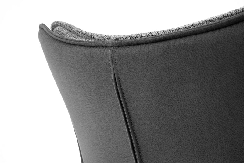 Set 2 scaune rotative tapitate cu stofa si picioare metalice, Kitami Antracit / Negru, l57xA66xH89 cm (7)