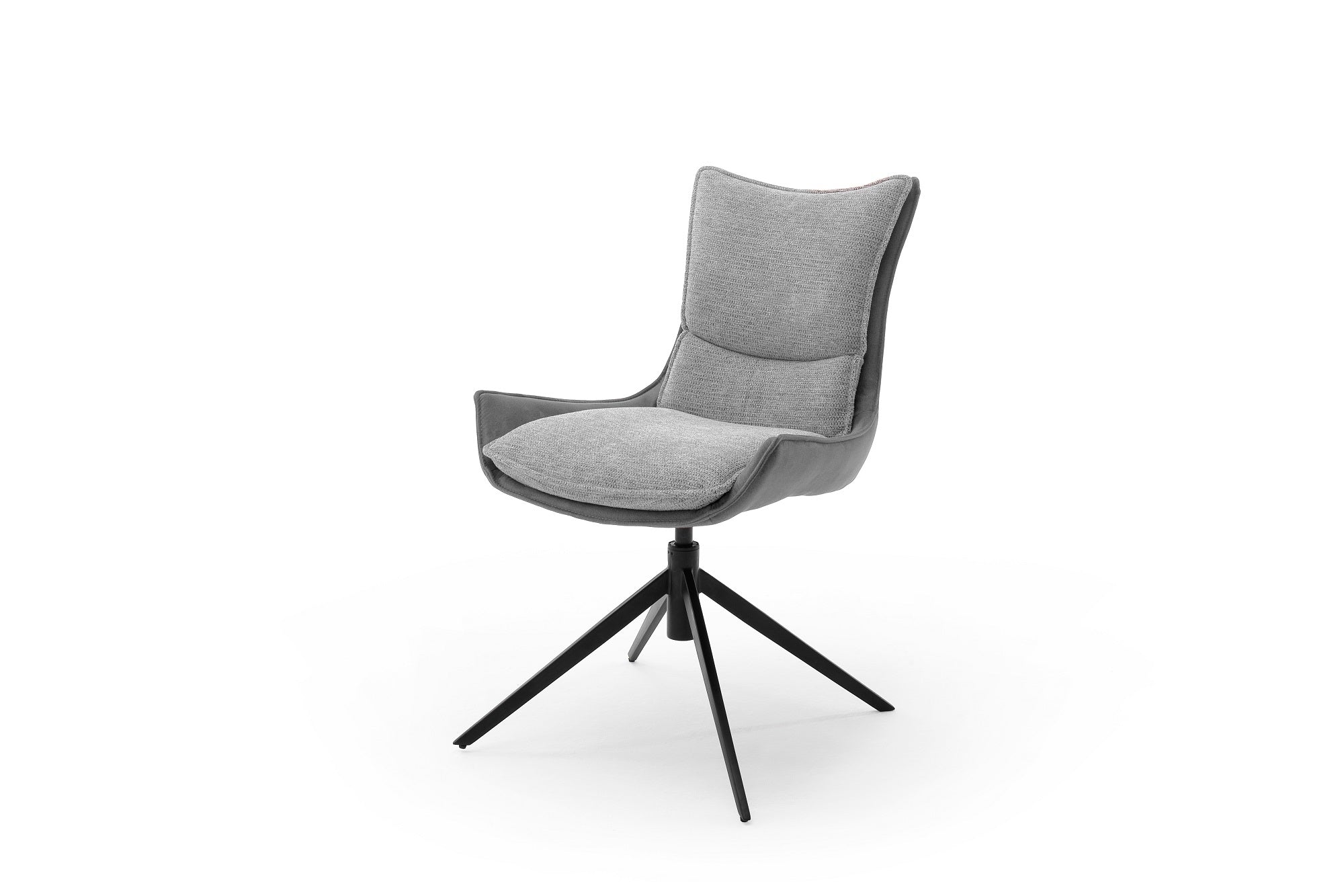 Set 2 scaune rotative tapitate cu stofa si picioare metalice, Kitami Gri / Negru, l57xA66xH89 cm (1)