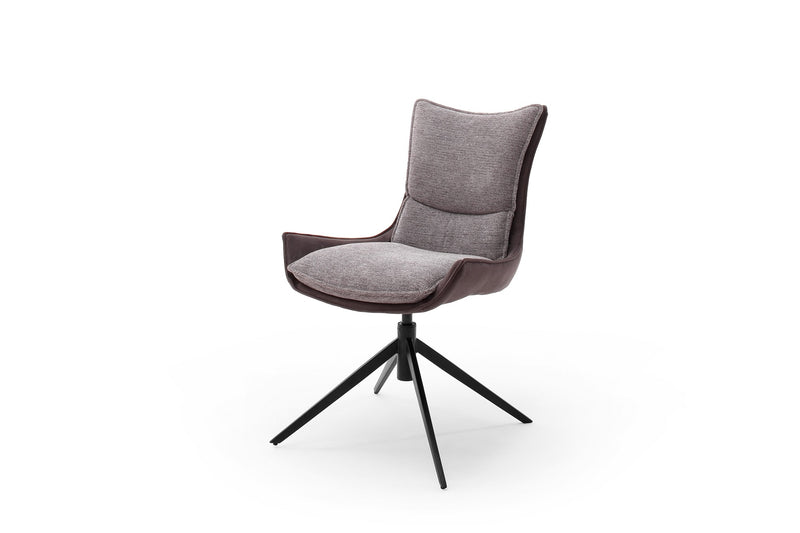 Set 2 scaune rotative tapitate cu stofa si picioare metalice, Kitami Ruginiu / Negru, l57xA66xH89 cm (1)