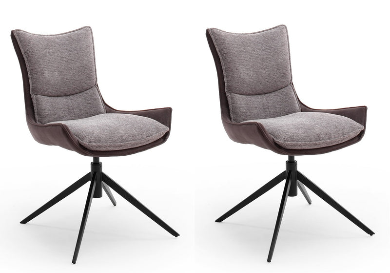 Set 2 scaune rotative tapitate cu stofa si picioare metalice, Kitami Ruginiu / Negru, l57xA66xH89 cm