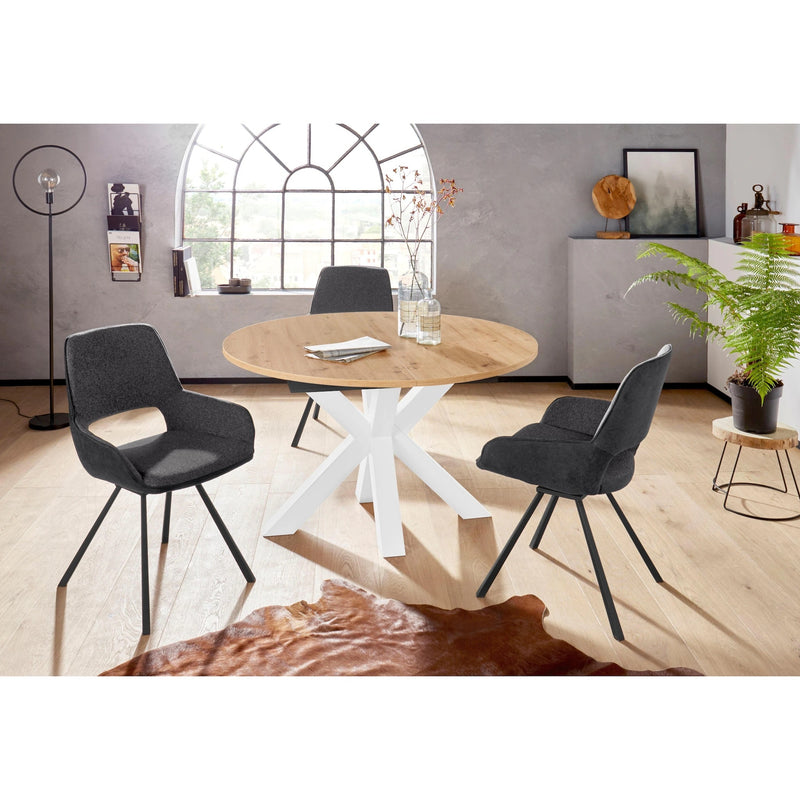 Set 2 scaune rotative tapitate cu stofa si picioare metalice, Parana II Antracit, l59xA63xH87 cm (1)