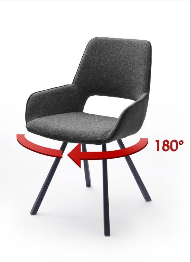 Set 2 scaune rotative tapitate cu stofa si picioare metalice, Parana II Antracit, l59xA63xH87 cm (9)
