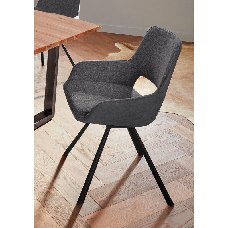 Set 2 scaune rotative tapitate cu stofa si picioare metalice, Parana II Antracit, l59xA63xH87 cm (5)
