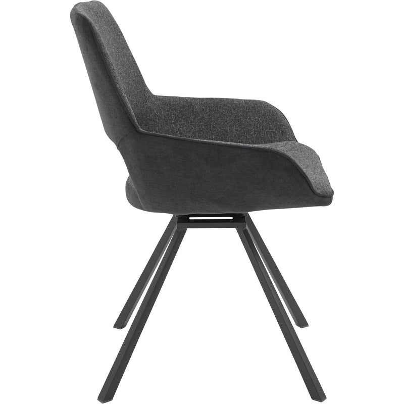 Set 2 scaune rotative tapitate cu stofa si picioare metalice, Parana II Antracit, l59xA63xH87 cm (10)