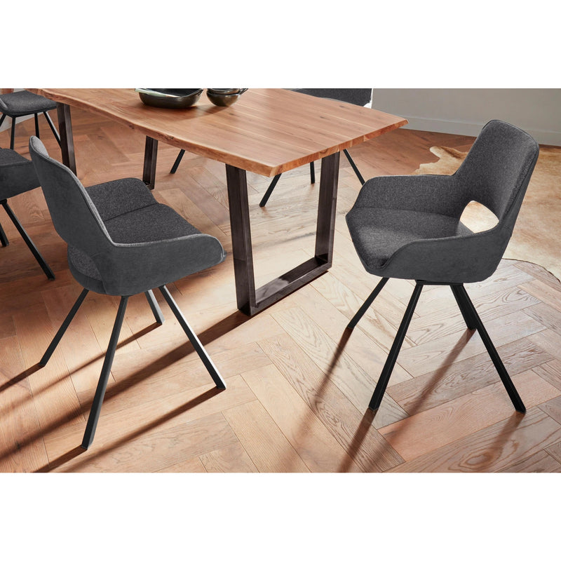 Set 2 scaune rotative tapitate cu stofa si picioare metalice, Parana II Antracit, l59xA63xH87 cm (4)