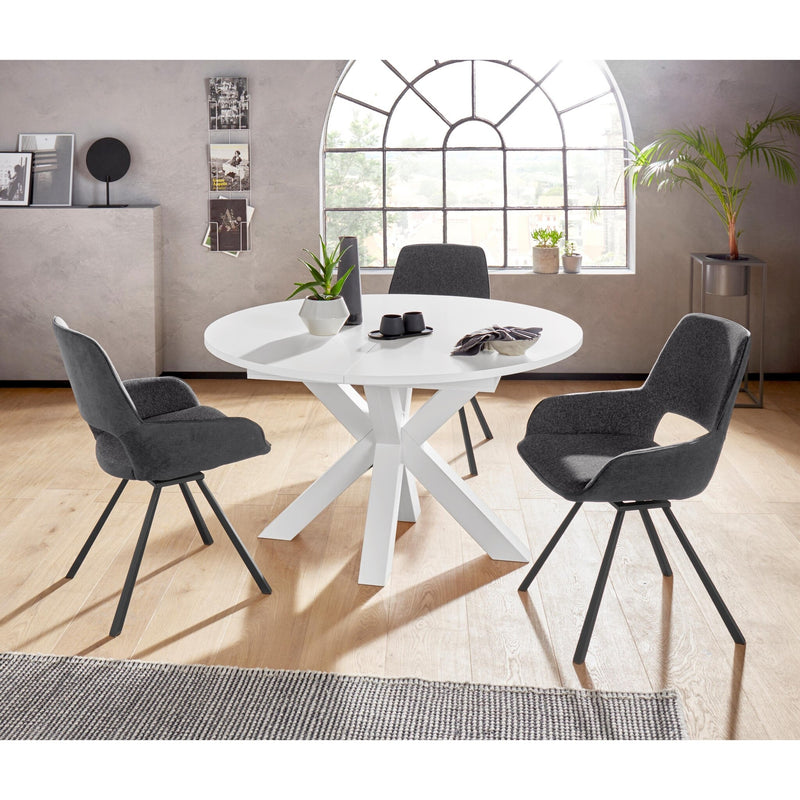 Set 2 scaune rotative tapitate cu stofa si picioare metalice, Parana II Antracit, l59xA63xH87 cm (2)