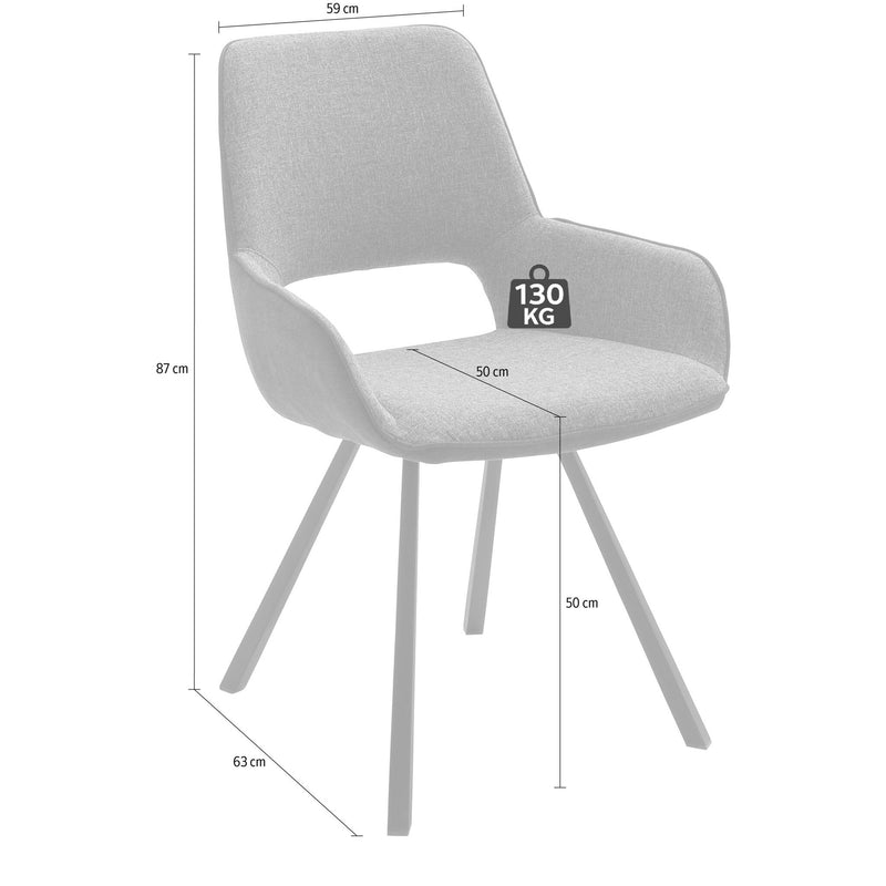 Set 2 scaune rotative tapitate cu stofa si picioare metalice, Parana II Antracit, l59xA63xH87 cm (12)