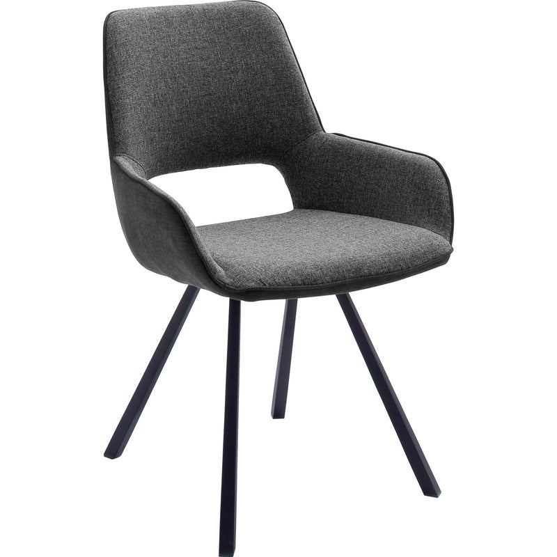 Set 2 scaune rotative tapitate cu stofa si picioare metalice, Parana II Antracit, l59xA63xH87 cm (6)