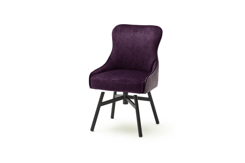 Set 2 scaune rotative tapitate cu stofa si picioare metalice, Sheffield A Round, Burgundy / Negru, l53xA64xH88 cm (1)