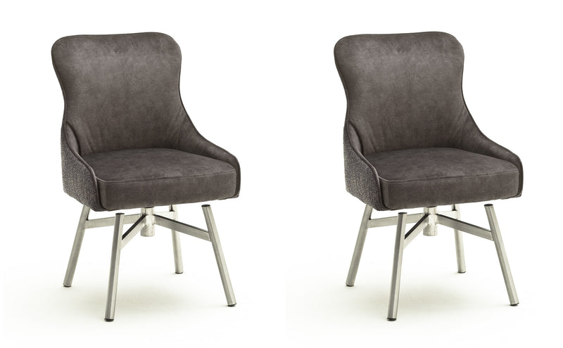 Set 2 scaune rotative tapitate cu stofa si picioare metalice, Sheffield A Round, Cappucino / Crom, l53xA64xH88 cm