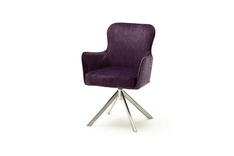 Set 2 scaune rotative tapitate cu stofa si picioare metalice, Sheffield B Oval, Burgundy / Crom, l62xA64xH88 cm (1)